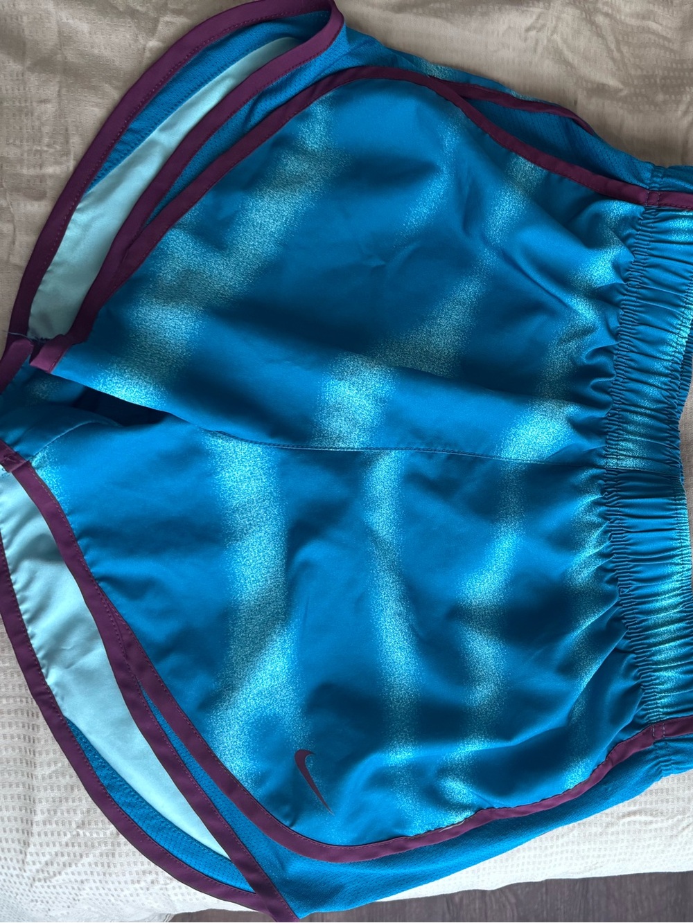 Nike Turquoise Blue Shorts with Purple Trim